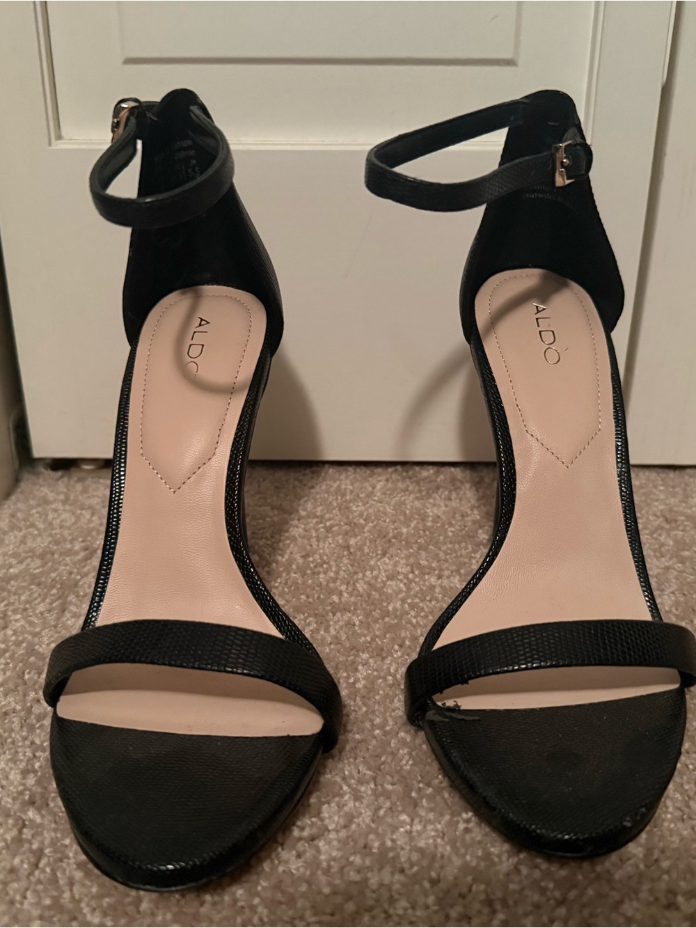ALDO Black Open-Toe Ankle-Strap Heels